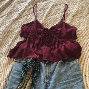 American Eagle Flowy Maroon crop top